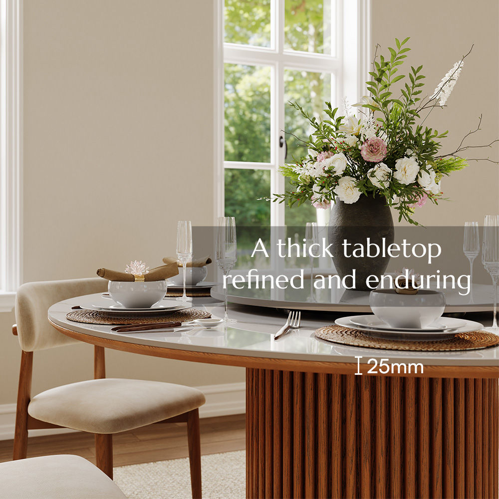 Easy Assembly White Sintered Stone Dining Tables