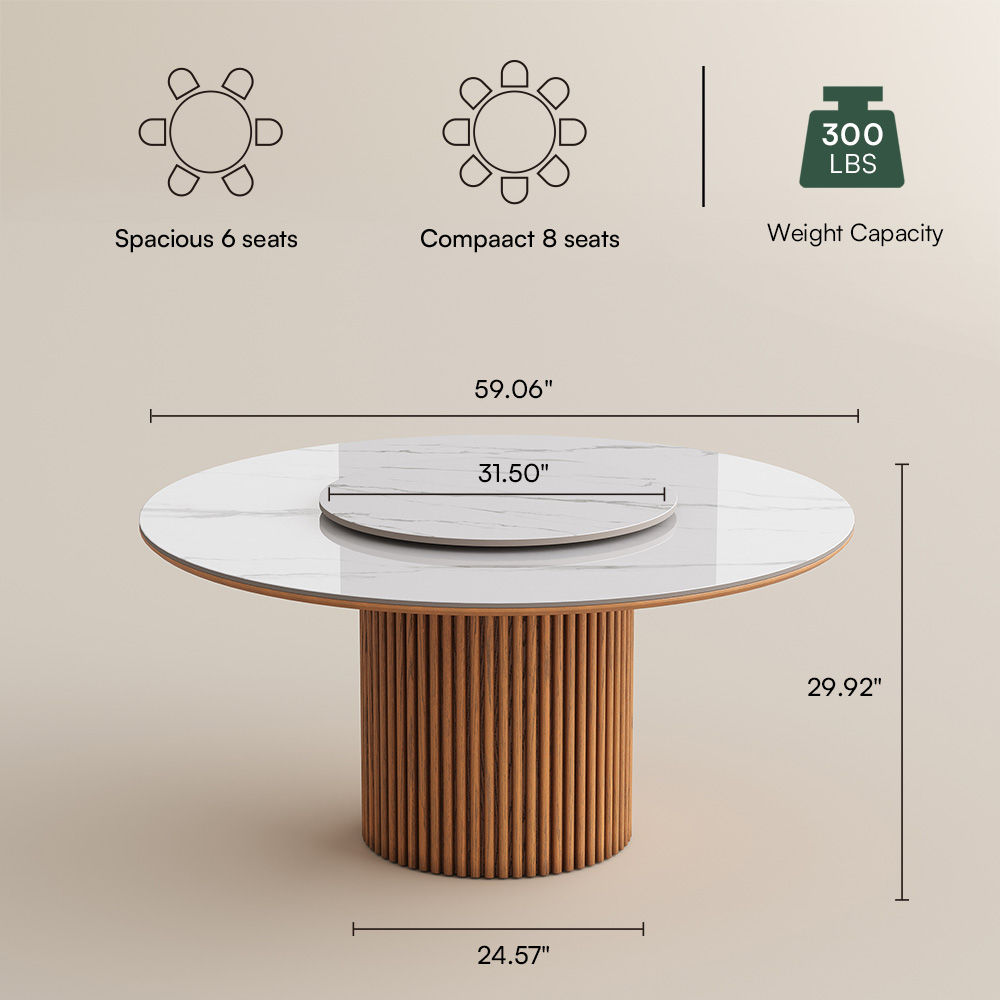 Easy Assembly White Sintered Stone Dining Tables