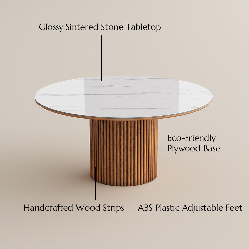 Walnut Color White Sintered Stone Dining Tables
