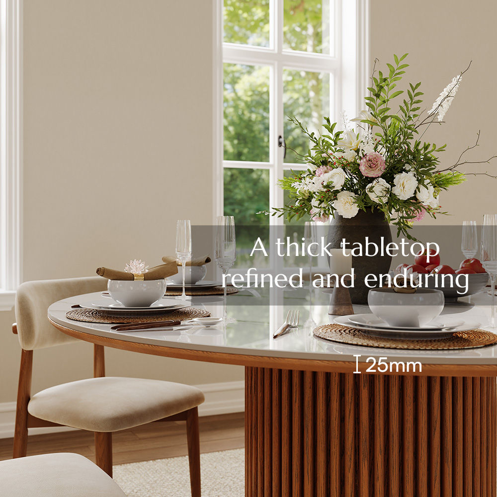 Round White Sintered Stone Dining Tables