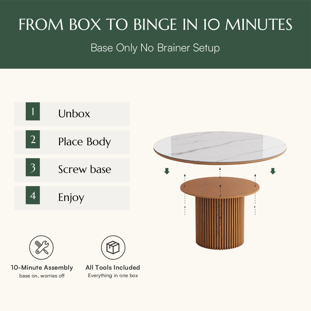 Round White Sintered Stone Dining Tables
