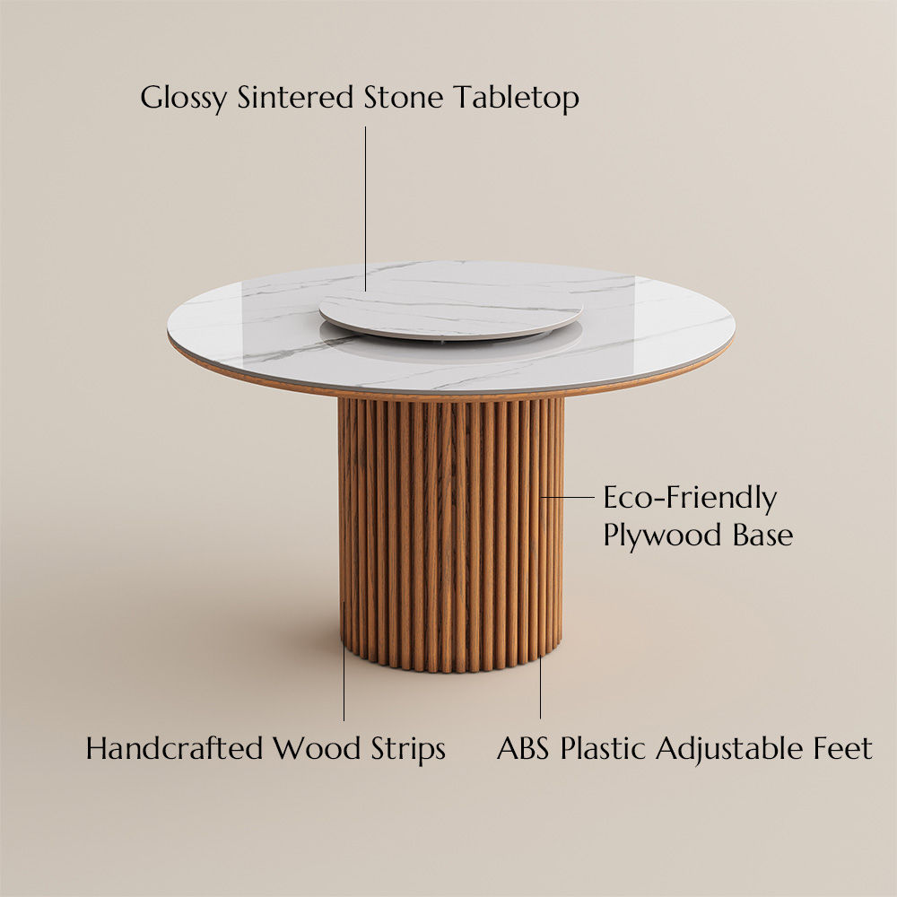 Wood White Sintered Stone Dining Tables