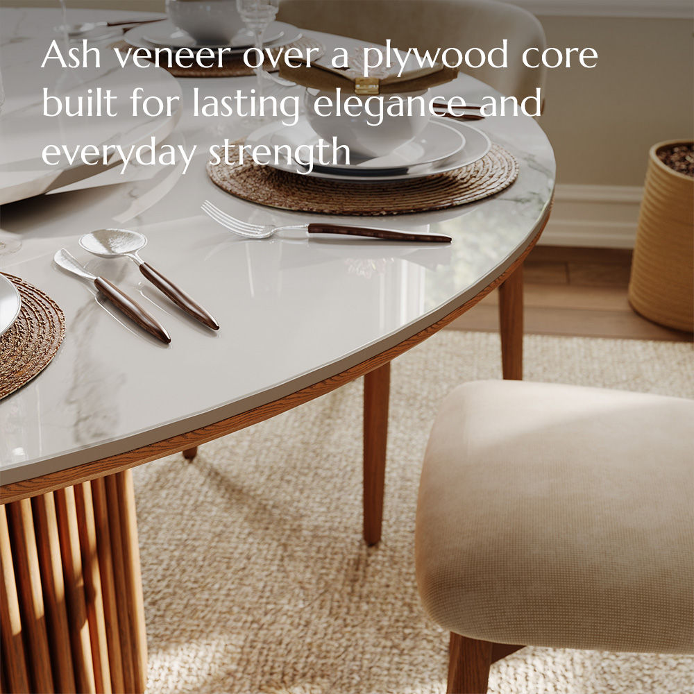 Walnut Color White Sintered Stone Dining Tables