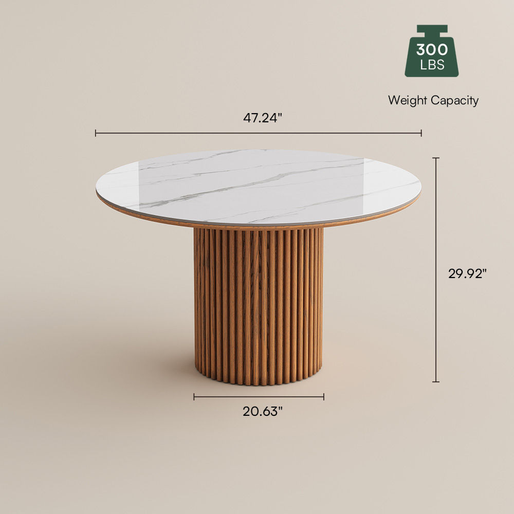 with Lazy Susan White Sintered Stone Dining Tables