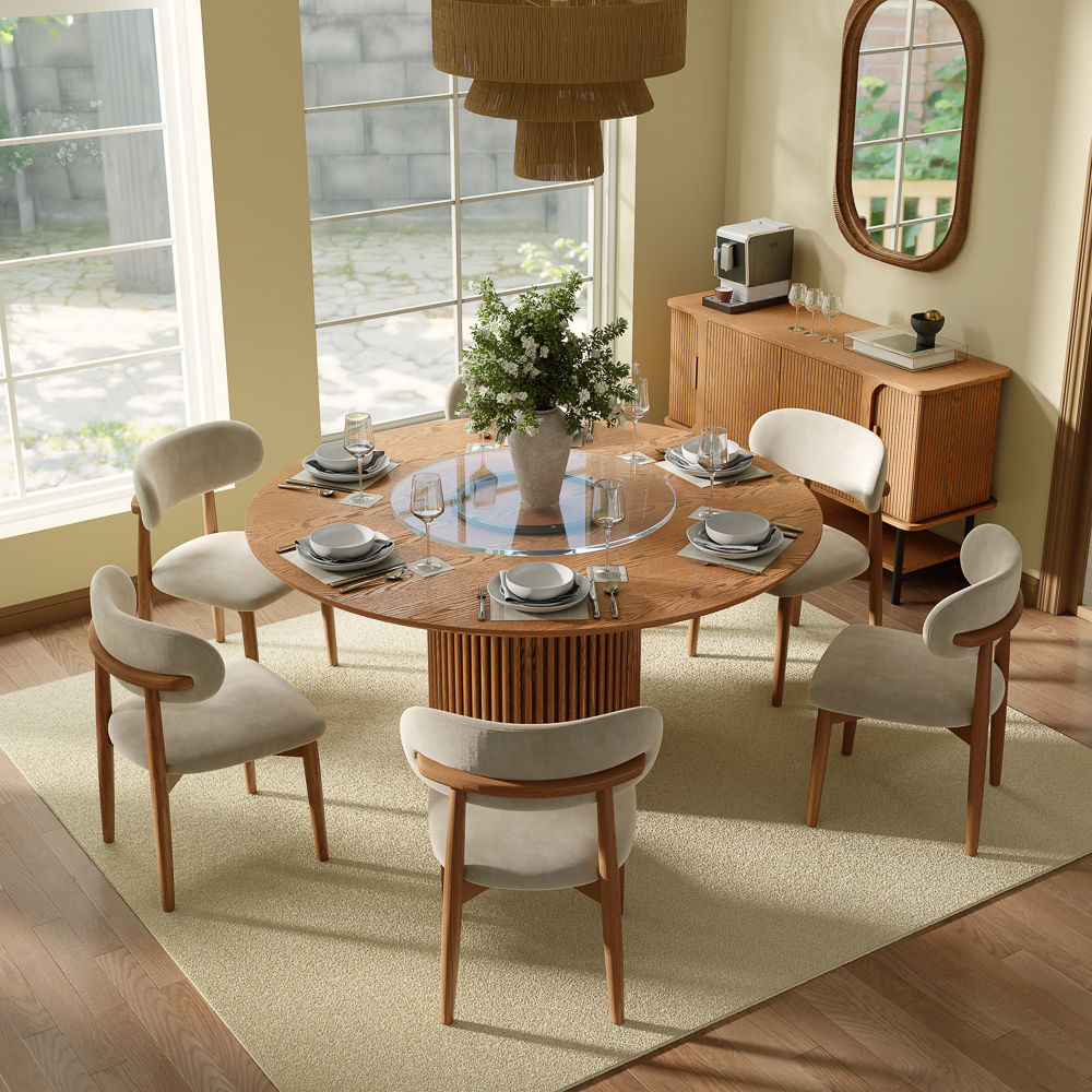 with Sintered Stone Top Walnut Color Plywood Dining Tables