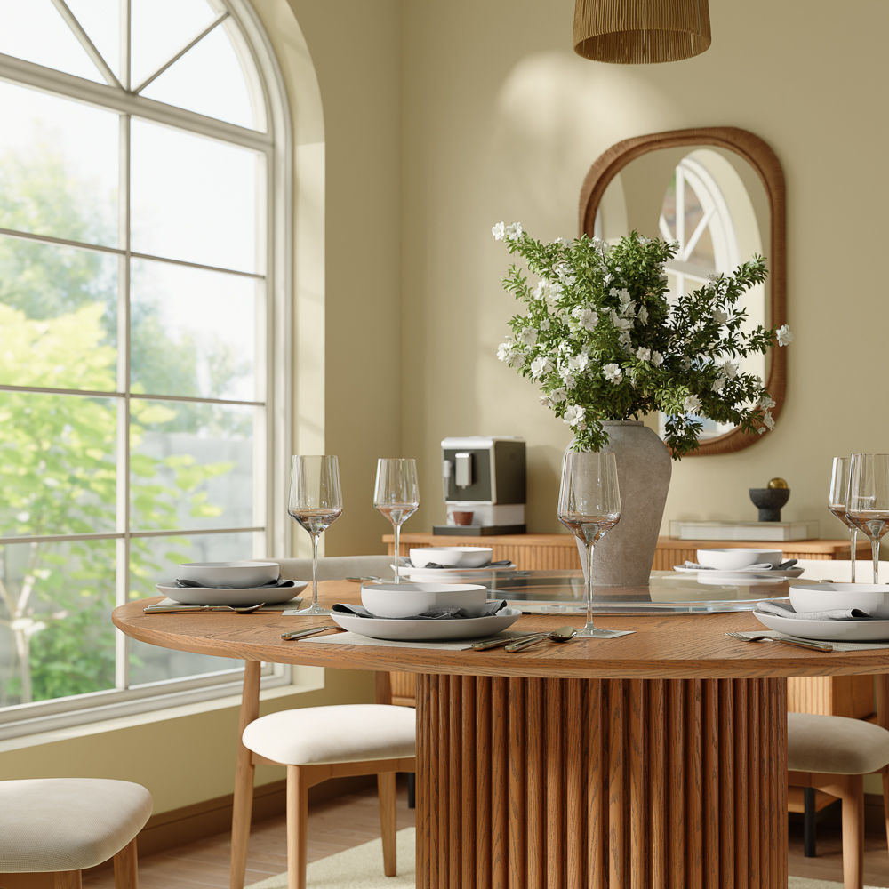 Mid Century Modern Walnut Color Plywood Dining Tables