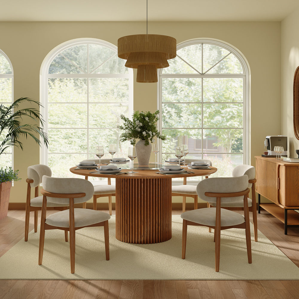 without Lazy Susan Walnut Color Plywood Dining Tables