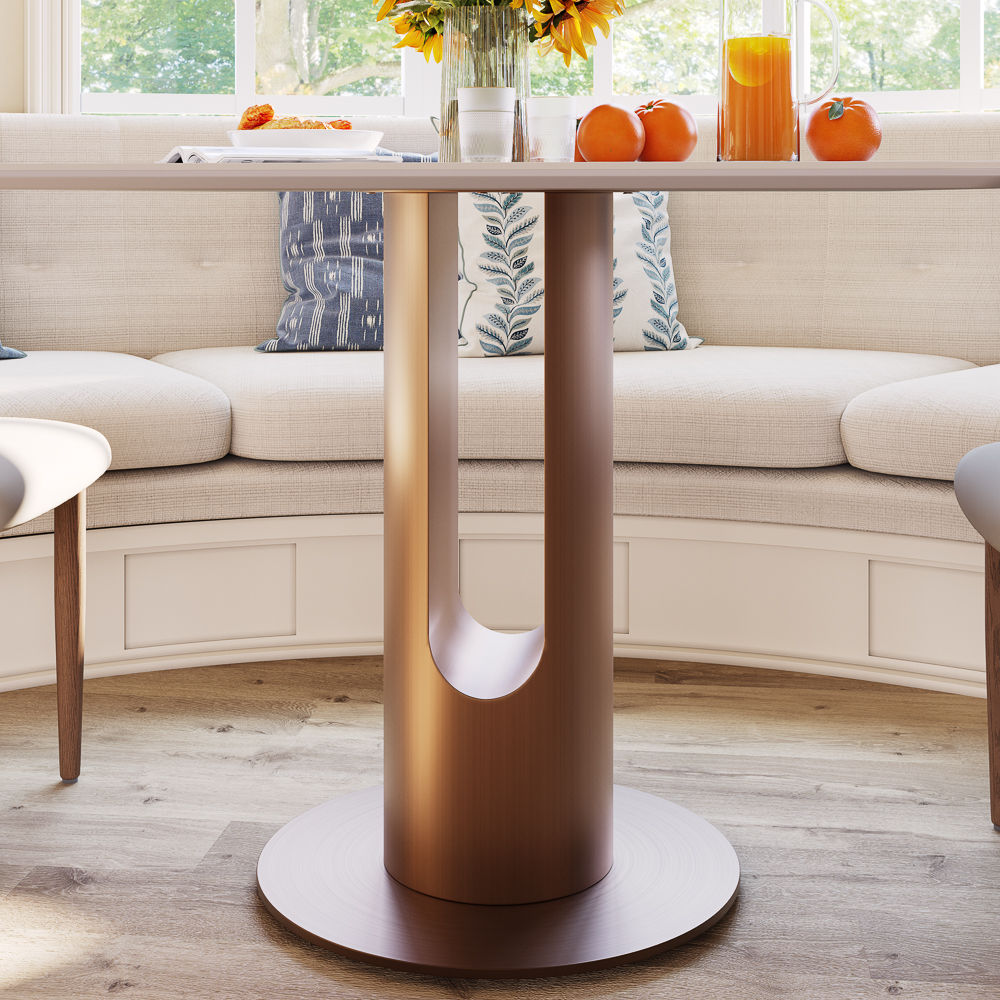 Bronze White Glossy Sintered Stone Dining Tables