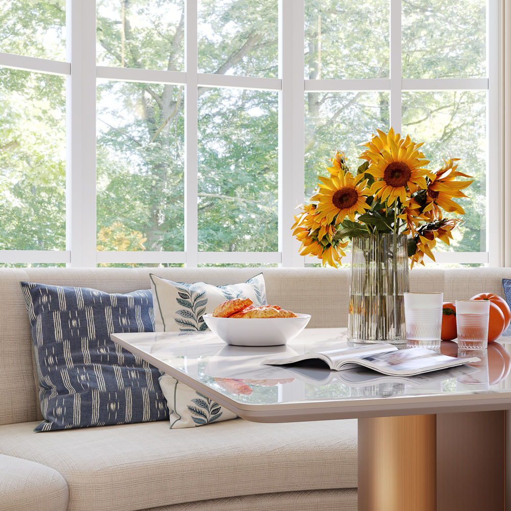 Square White Glossy Sintered Stone Dining Tables