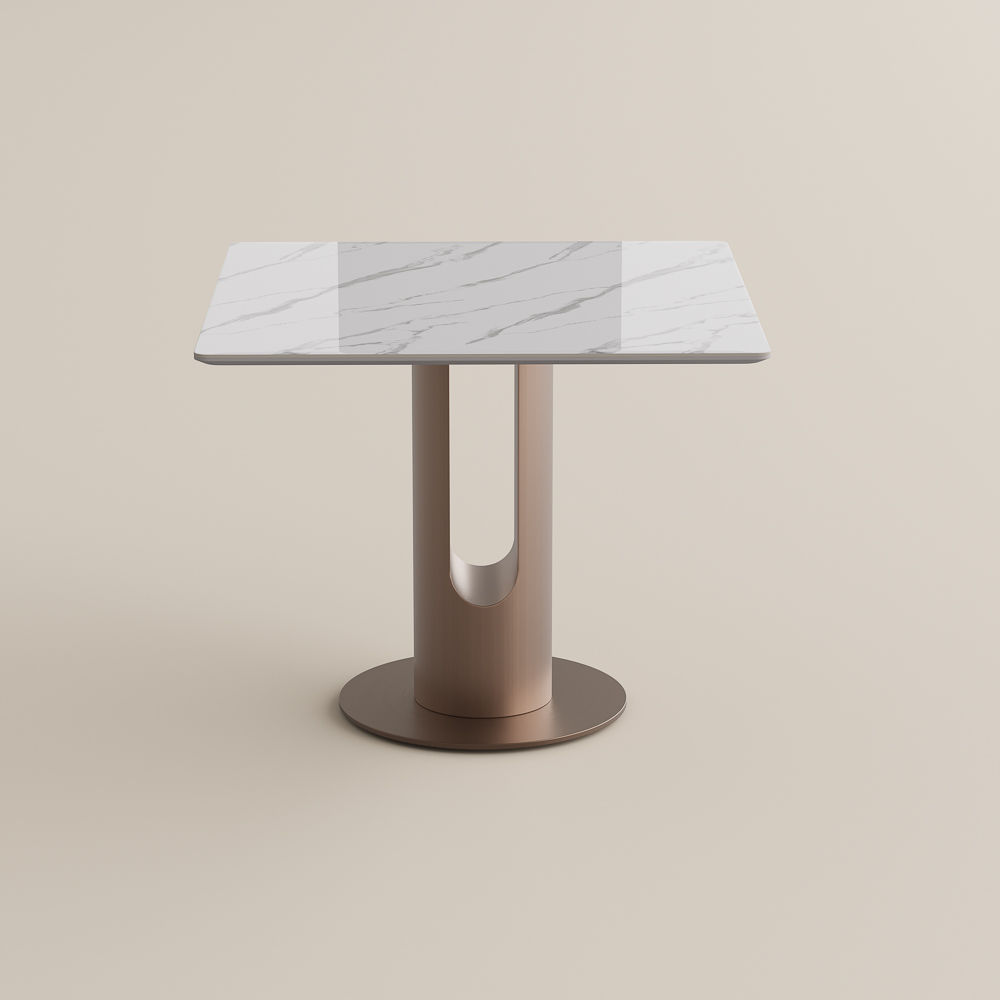 Metal White Glossy Sintered Stone Dining Tables