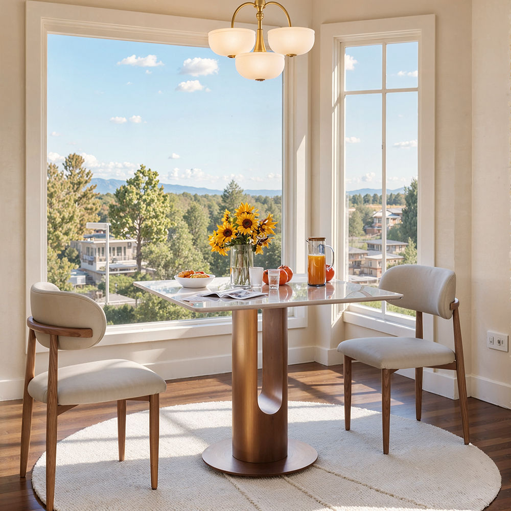 Living Spaces White Glossy Sintered Stone Dining Tables
