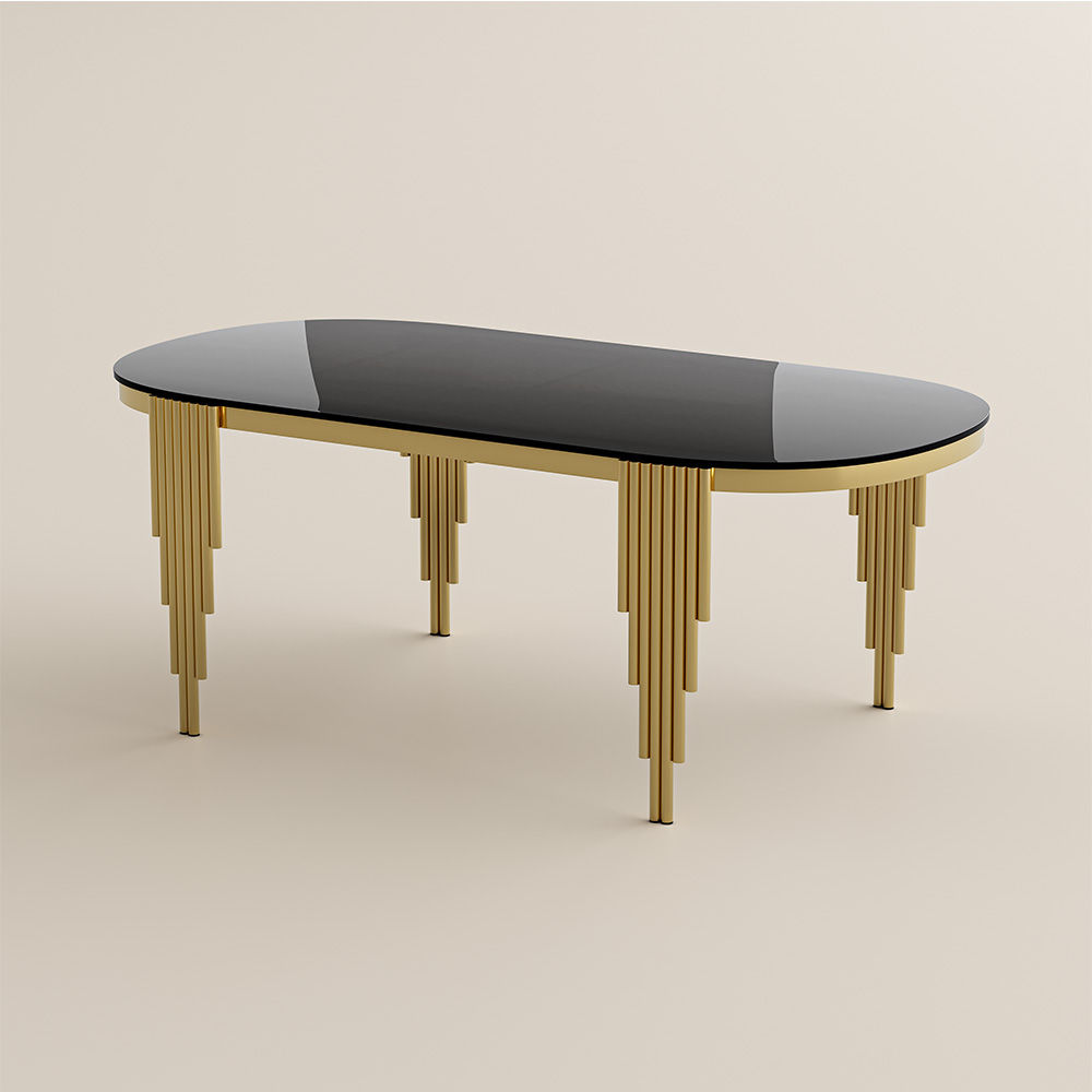 Black Black Tempered Glass Dining Tables