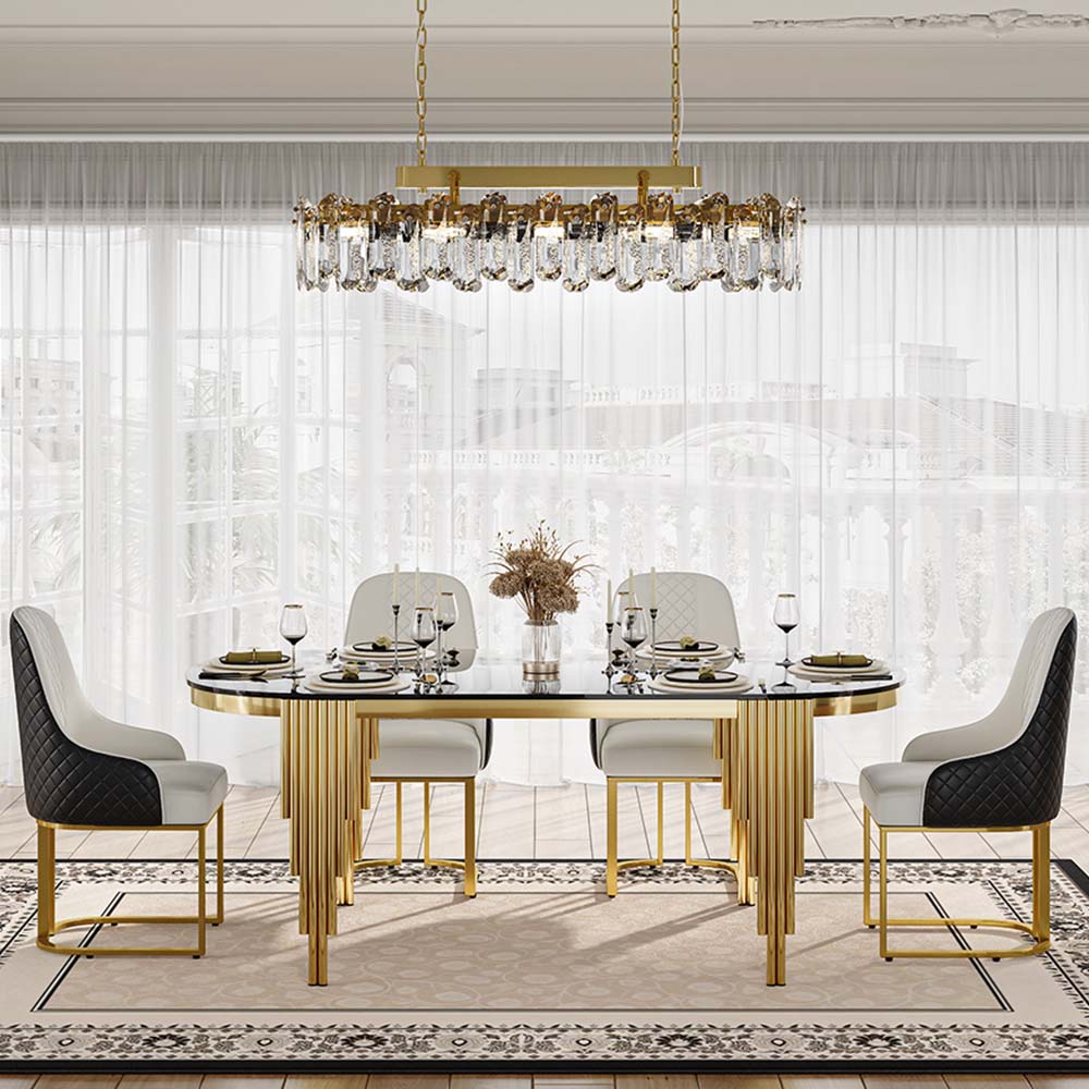 Living Room Black Tempered Glass Dining Tables