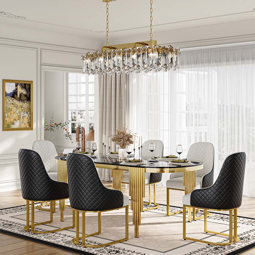 Legs Black Tempered Glass Dining Tables