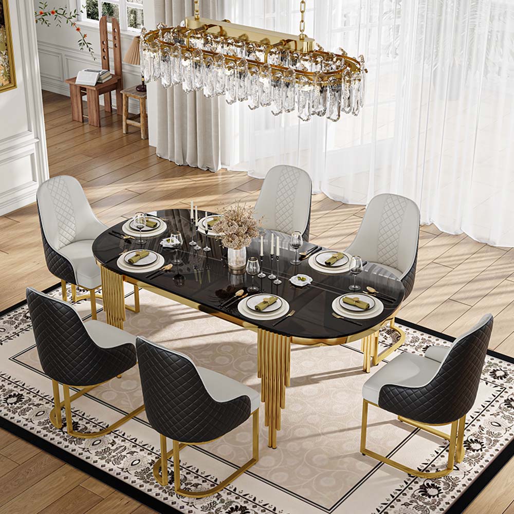 Black Black Tempered Glass Dining Tables