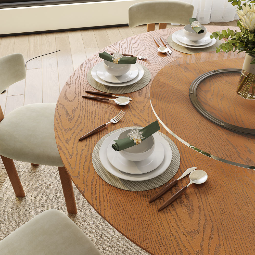 Seats 4 Walnut Color Plywood with Walnut Veneer Dining Tables