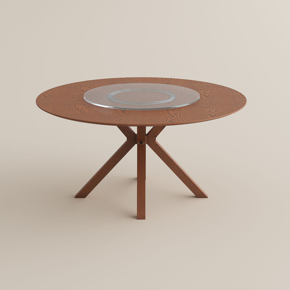 Glossy Sintered Stone & Wood Walnut Color Plywood with Walnut Veneer Dining Tables