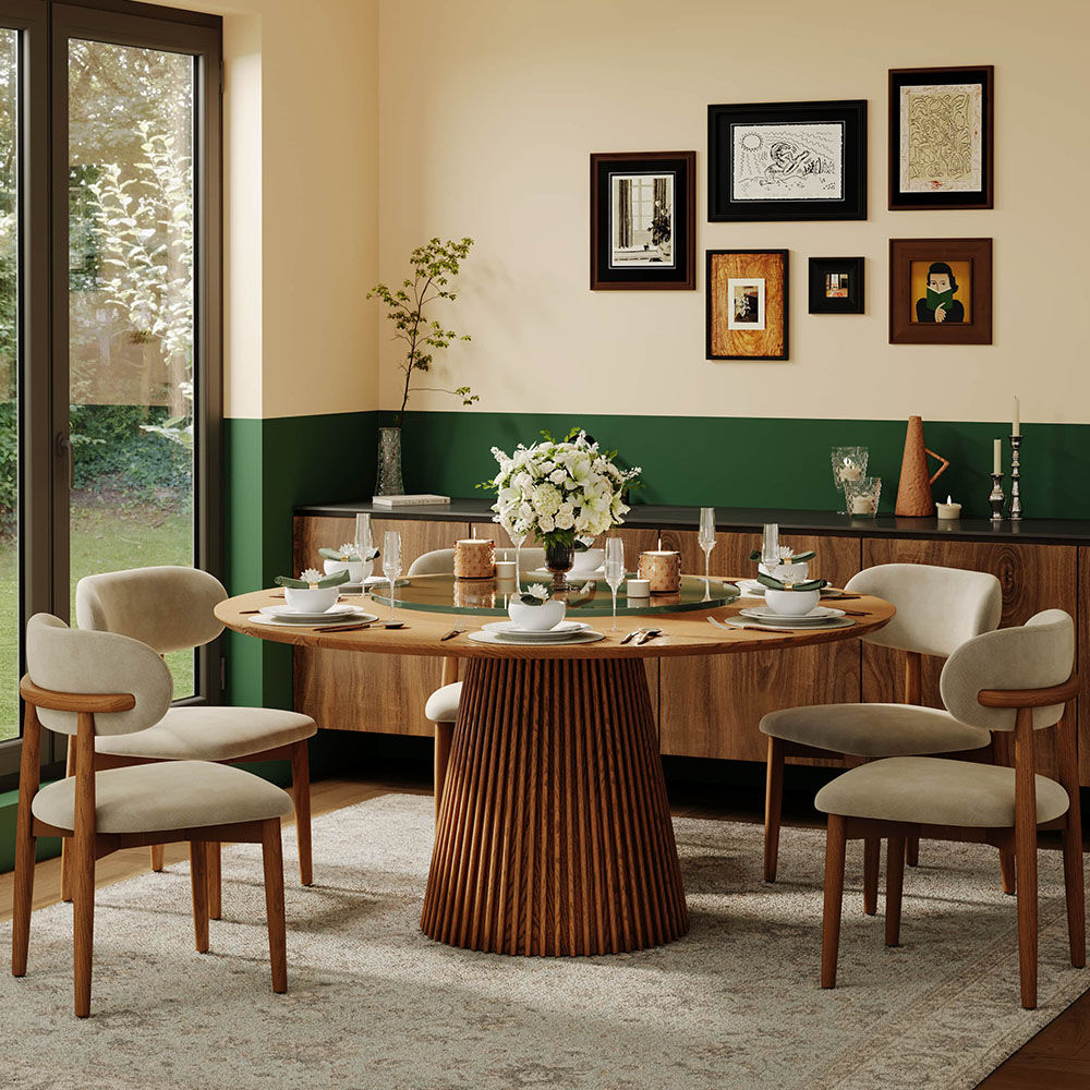 Partly Assemble Walnut Color Plywood Dining Tables