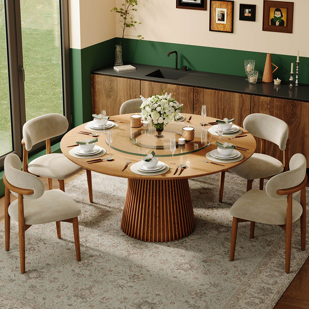 Seats 4 Walnut Color Plywood Dining Tables