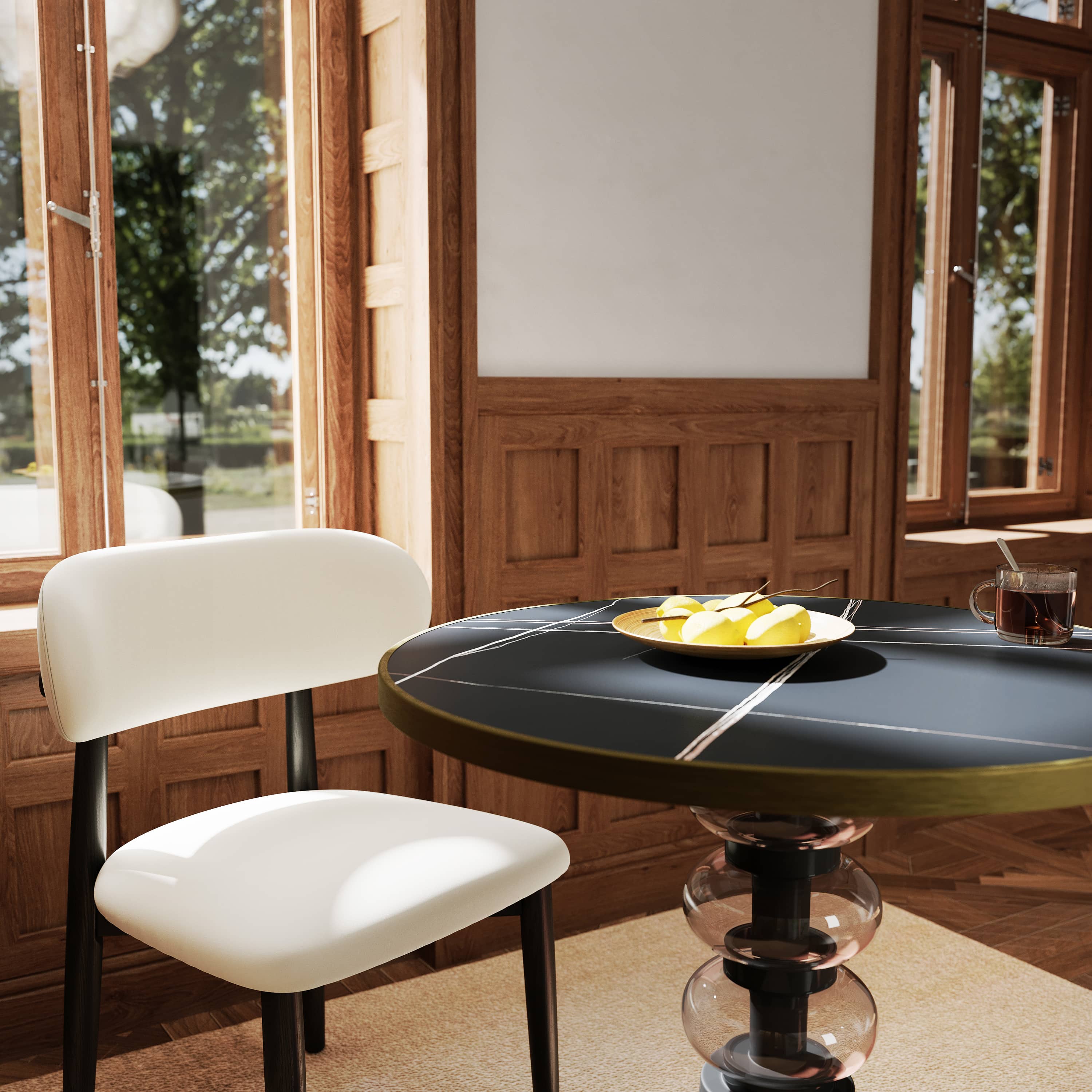 Round Black Matte Sintered Stone Dining Tables