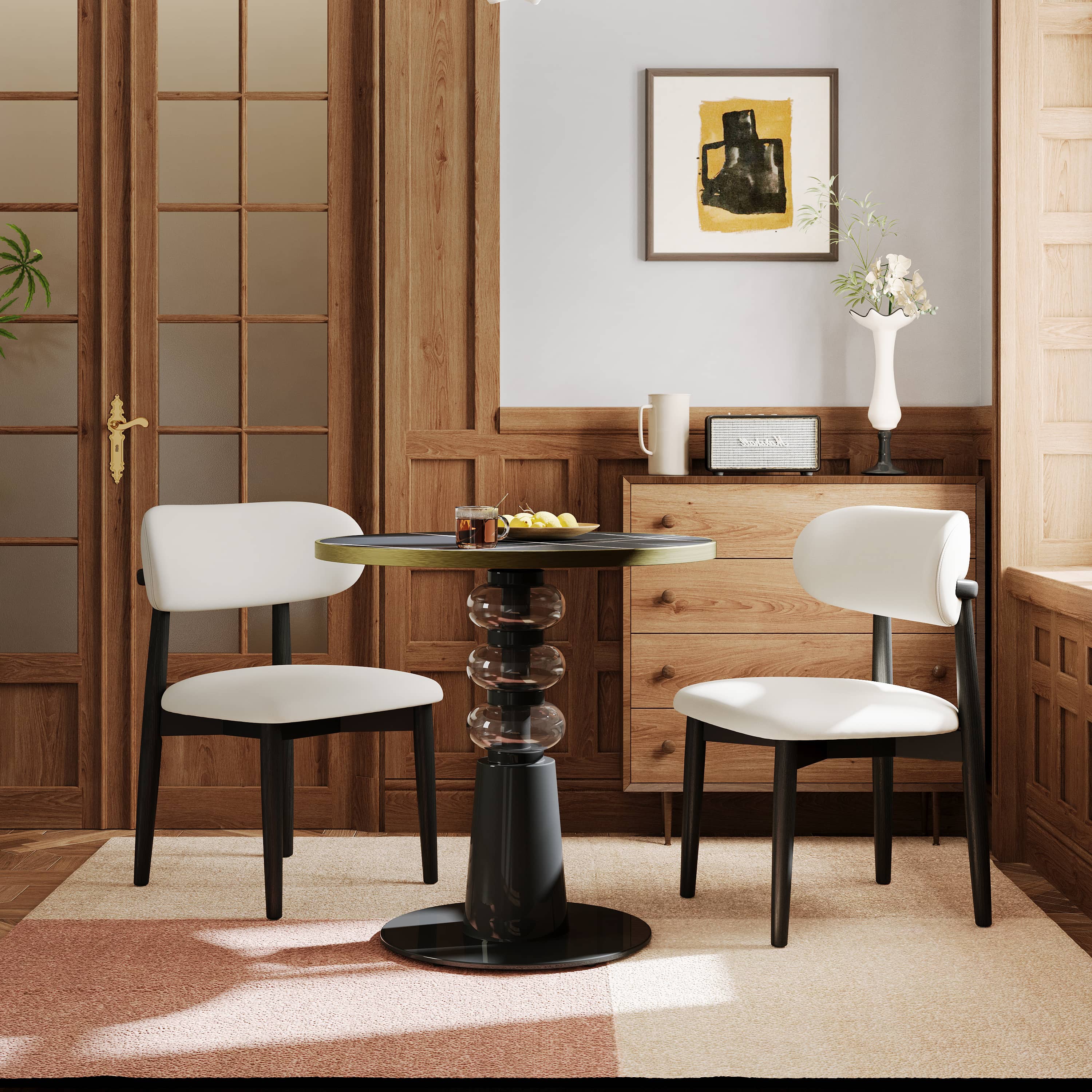 Breakfast Nooks Black Matte Sintered Stone Dining Tables