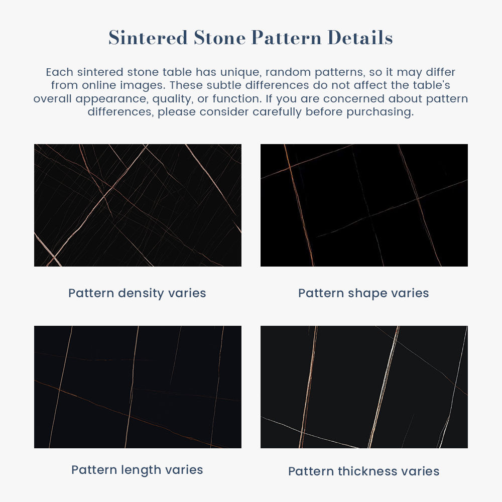 Partial Assembly Required Black Matte Sintered Stone Dining Tables