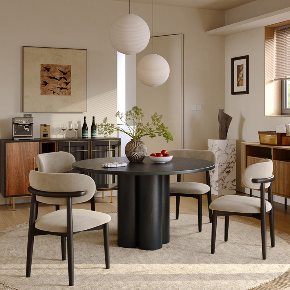 Wood Black Ashwood Veneer Dining Tables