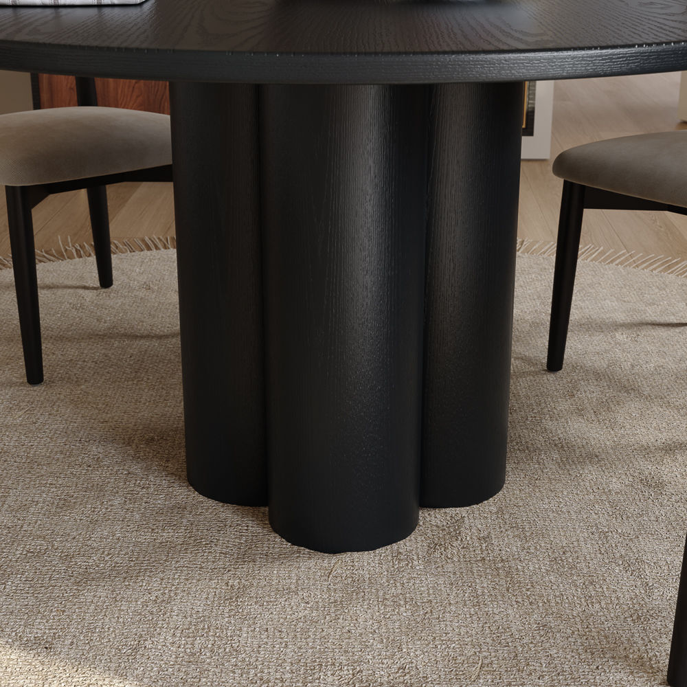 Mid Century Modern Black Ashwood Veneer Dining Tables