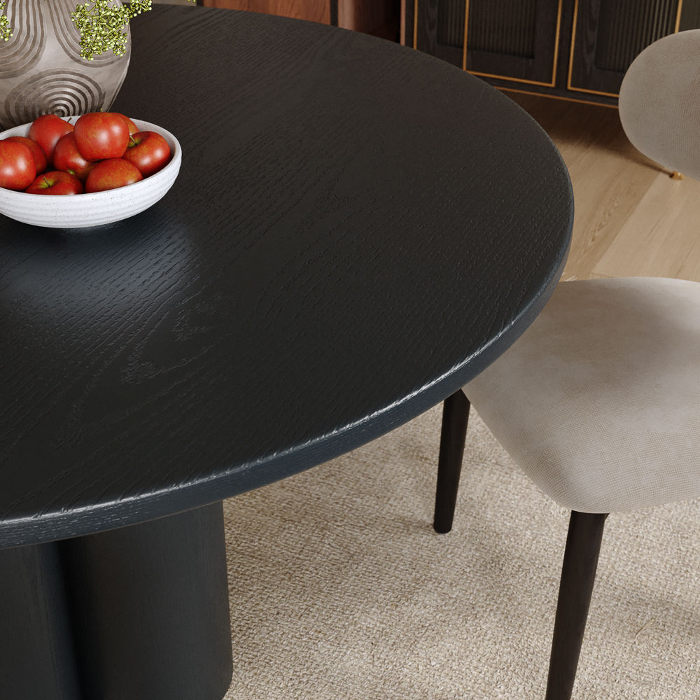 Breakfast Nooks Black Ashwood Veneer Dining Tables