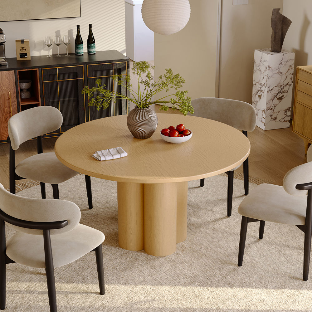 Walnut Color Oak Oak Wood Veneer Dining Tables