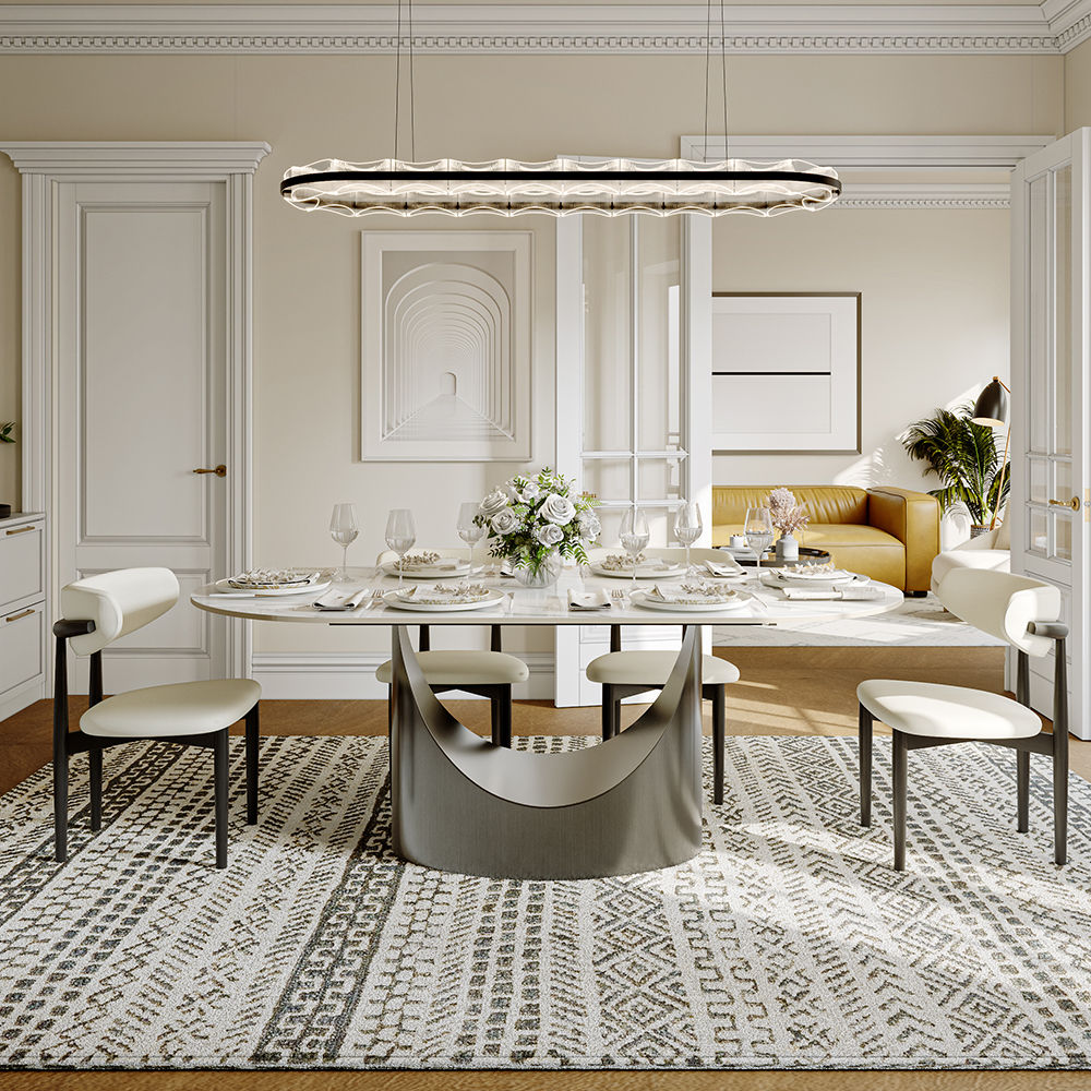 Kitchen White Sintered Stone Dining Tables