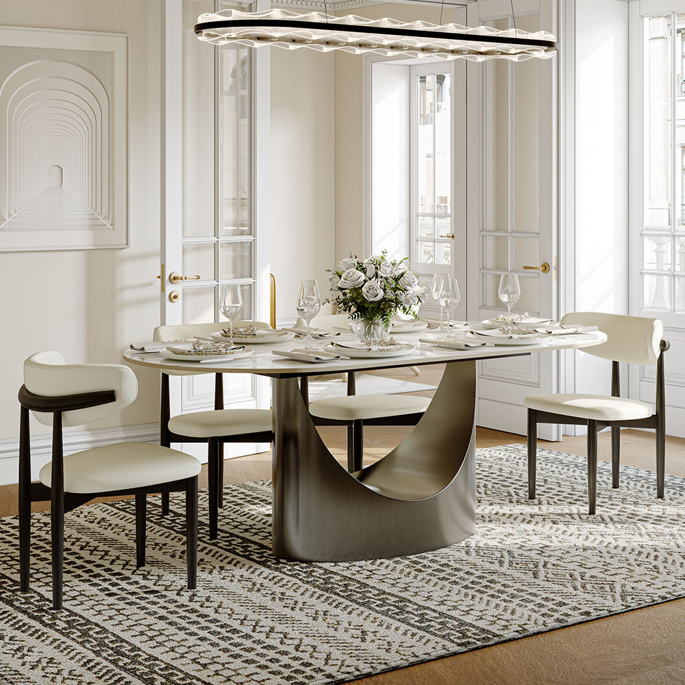 Hobart White Sintered Stone Dining Tables