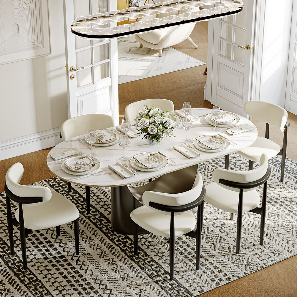 Kitchen White Sintered Stone Dining Tables