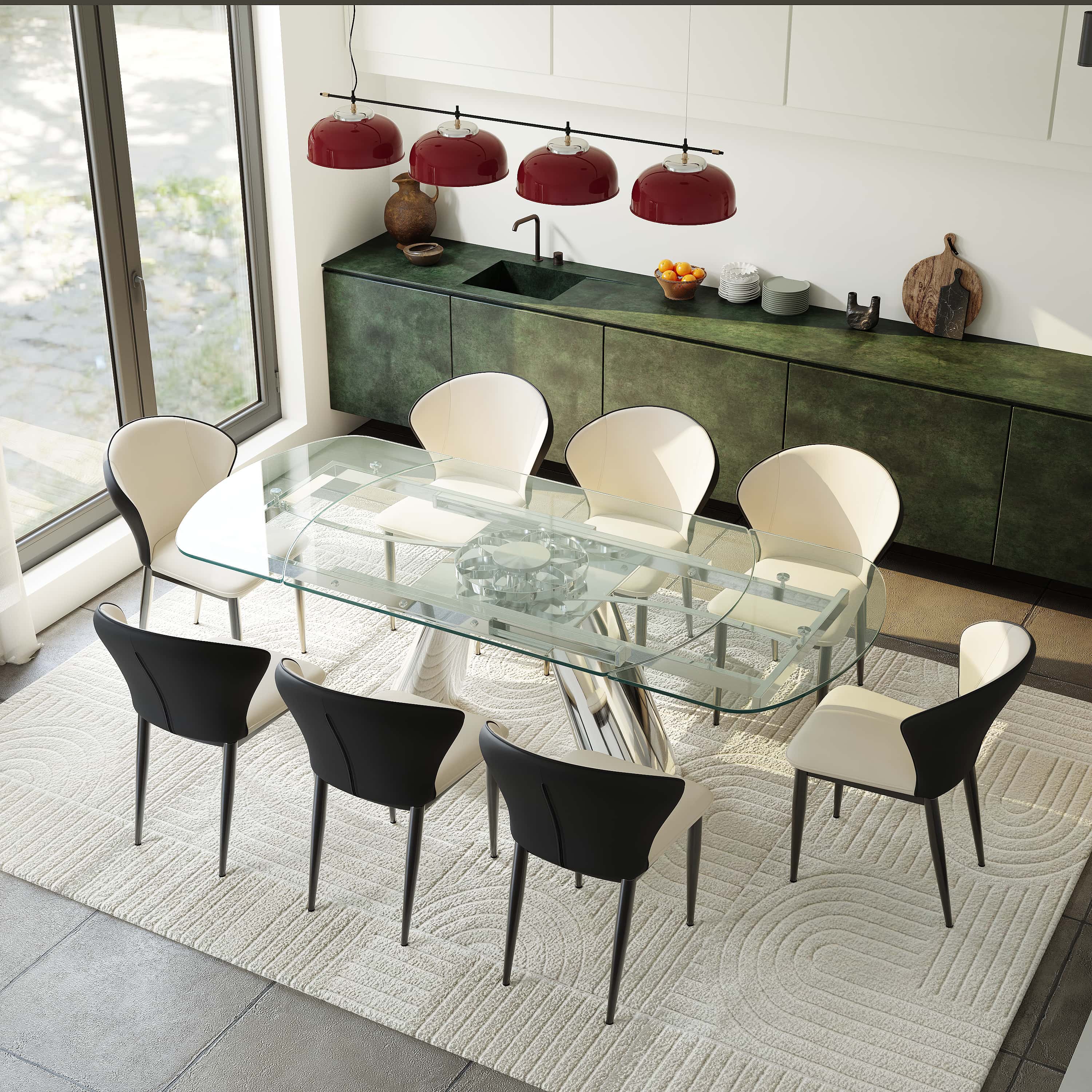 Partial Assembly Required Clear Tempered Glass Dining Tables