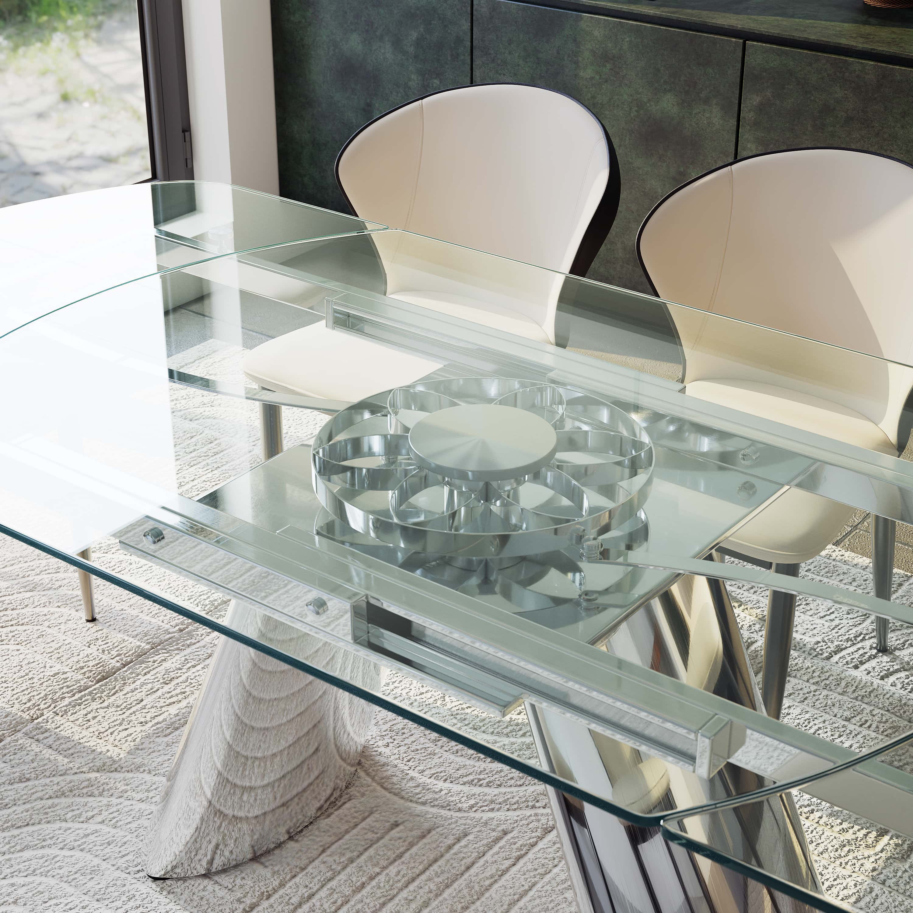 Base Clear Tempered Glass Dining Tables