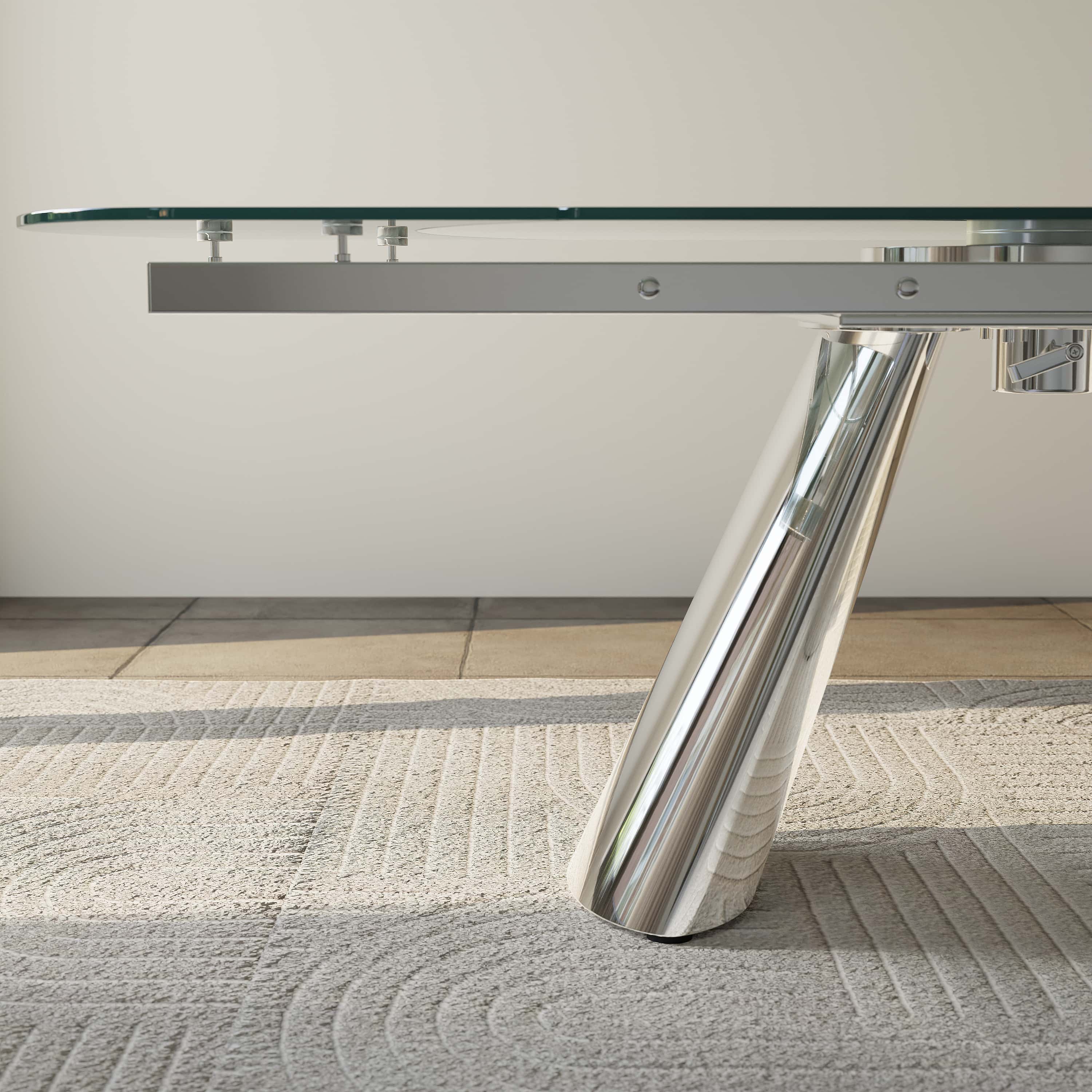 Partial Assembly Required Clear Tempered Glass Dining Tables