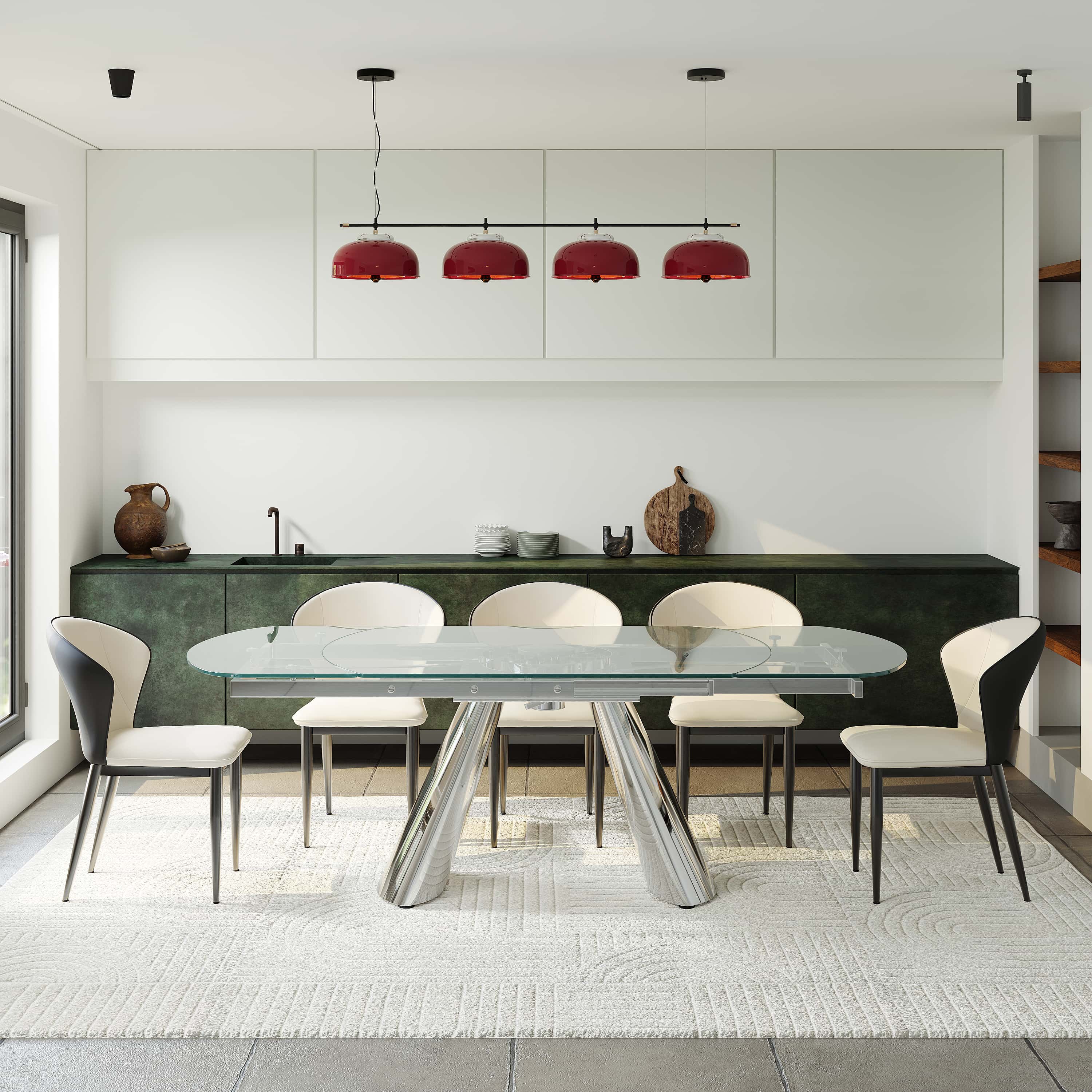 Seats 6 Clear Tempered Glass Dining Tables