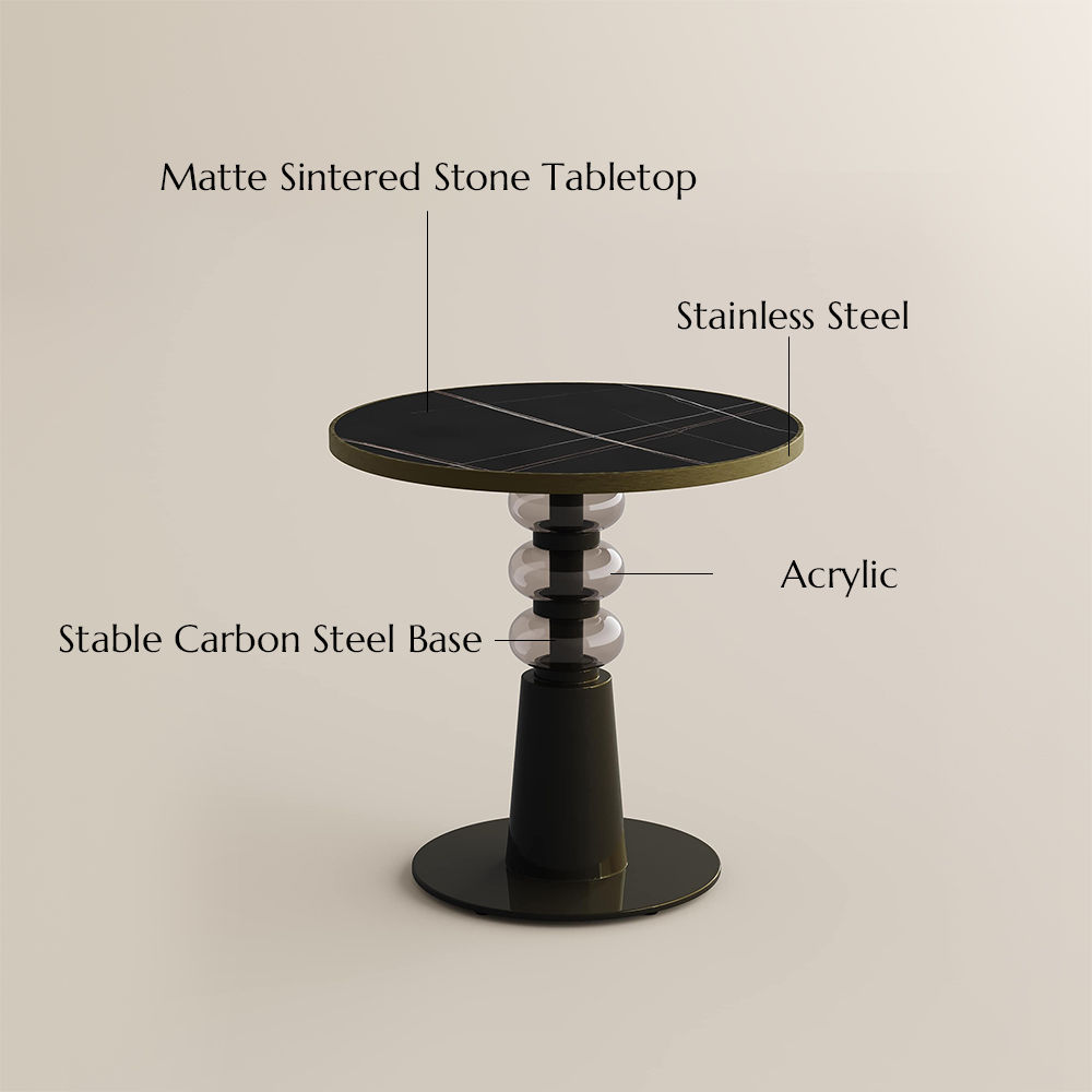 Round Black Matte Sintered Stone Dining Tables