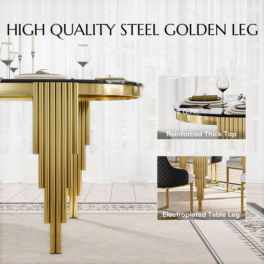 Modern Luxury Black Tempered Glass Dining Tables