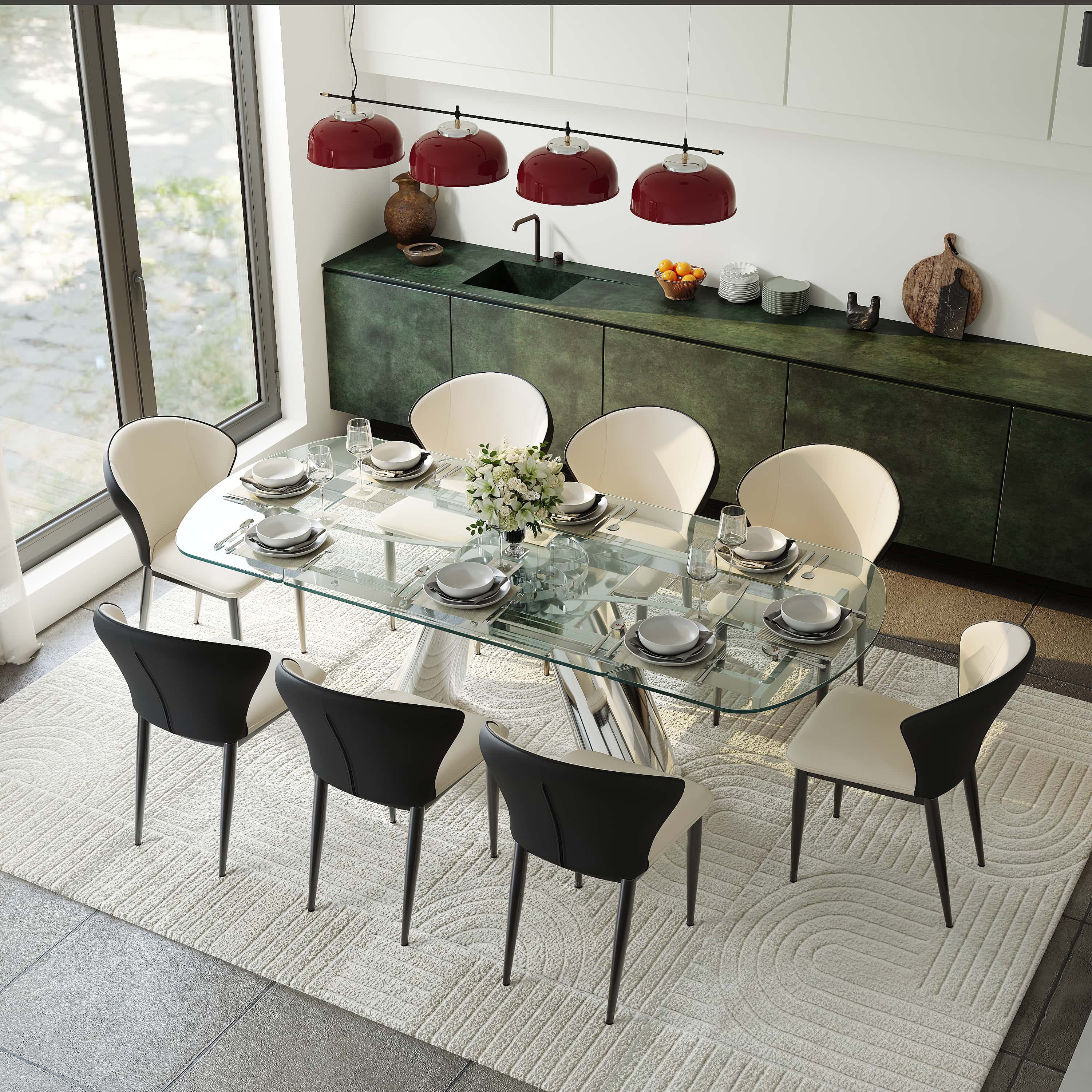 Modern Clear Tempered Glass Dining Tables