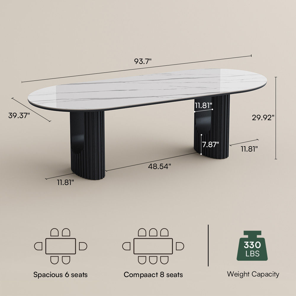 Living Room White Glossy Sintered Stone Dining Tables