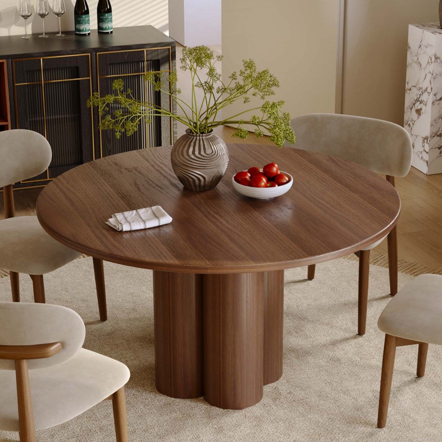 Black Walnut Color Oak Wood Veneer Dining Tables