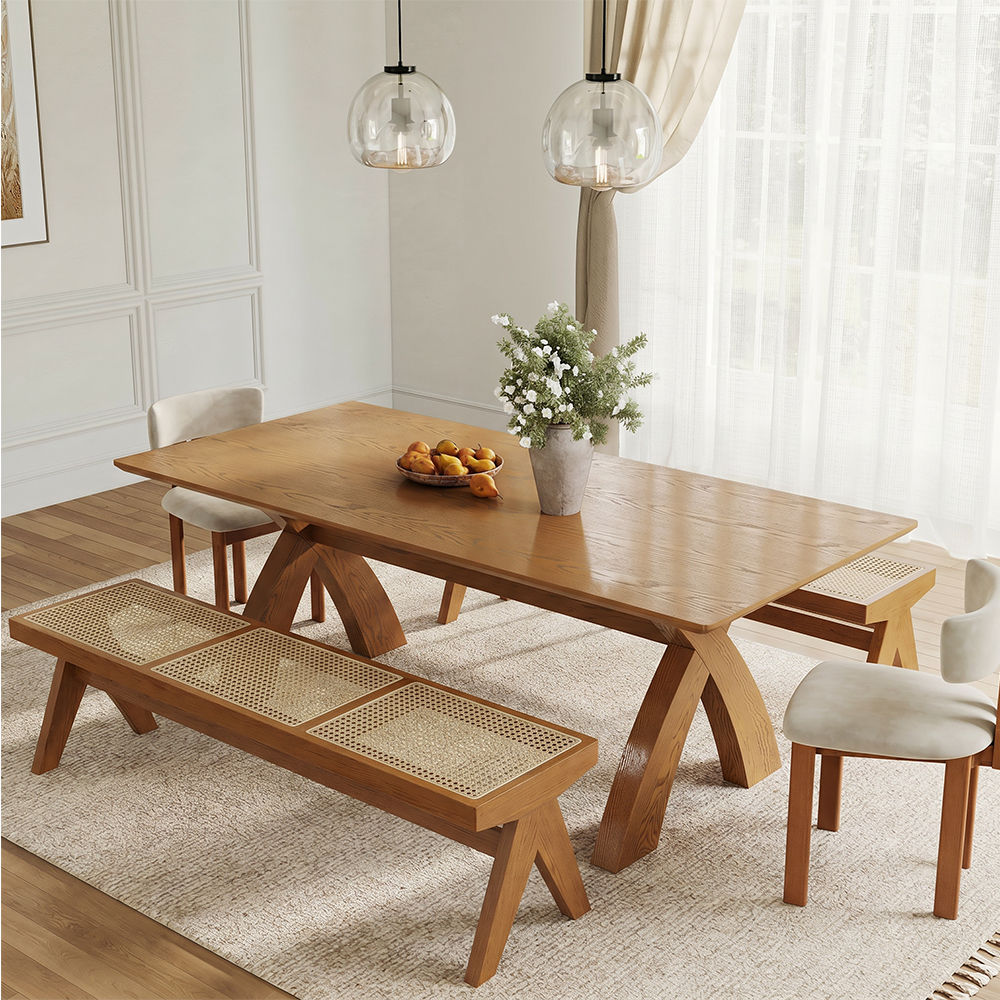 Wood Walnut Color Engineered Wood Dining Tables