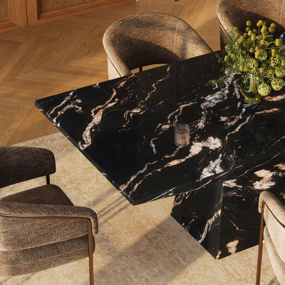 Black Black Marble Dining Tables