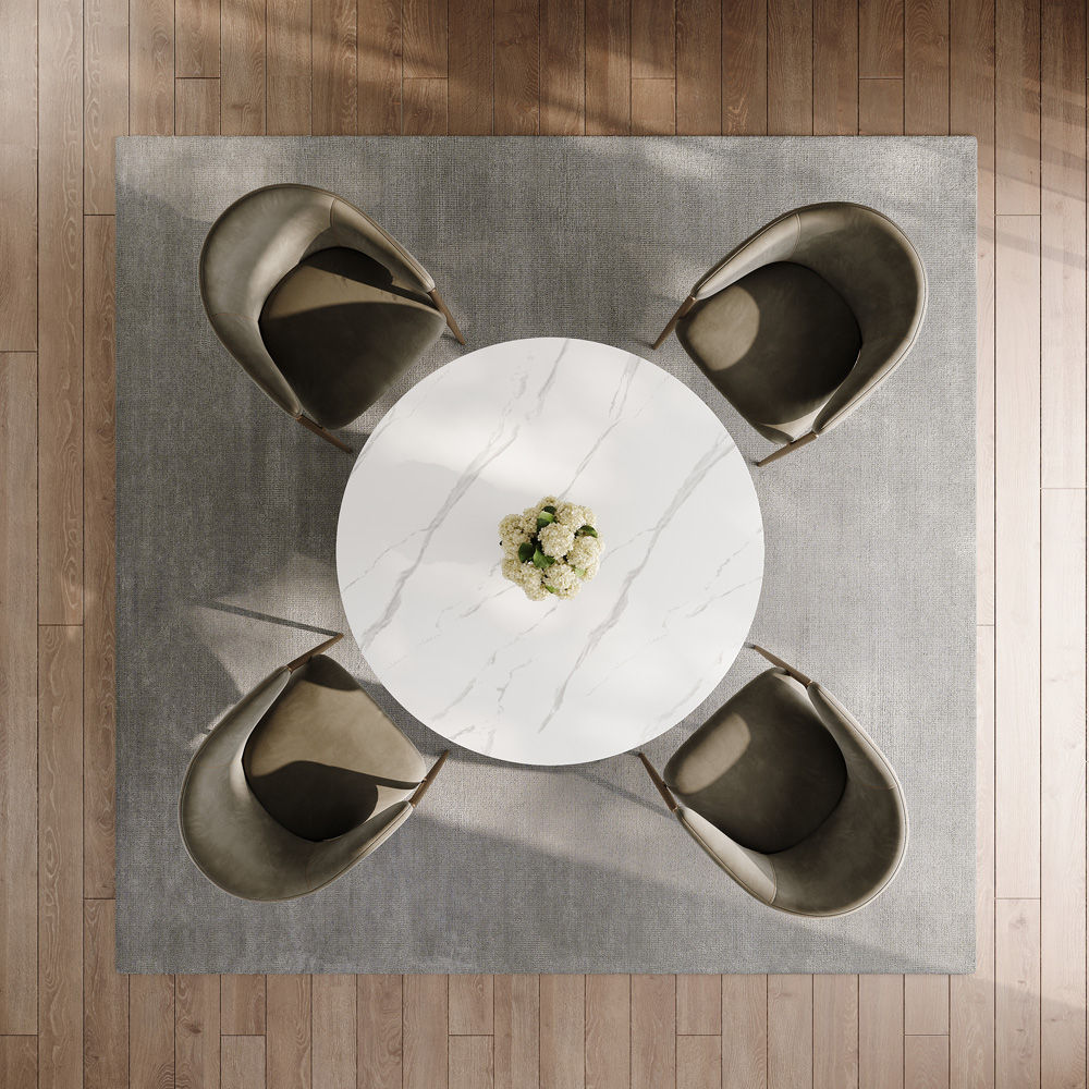 Sintered Stone White Glossy Sintered Stone Dining Tables