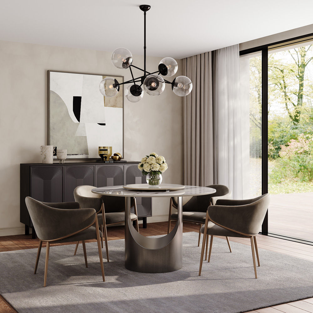 Round White Glossy Sintered Stone Dining Tables