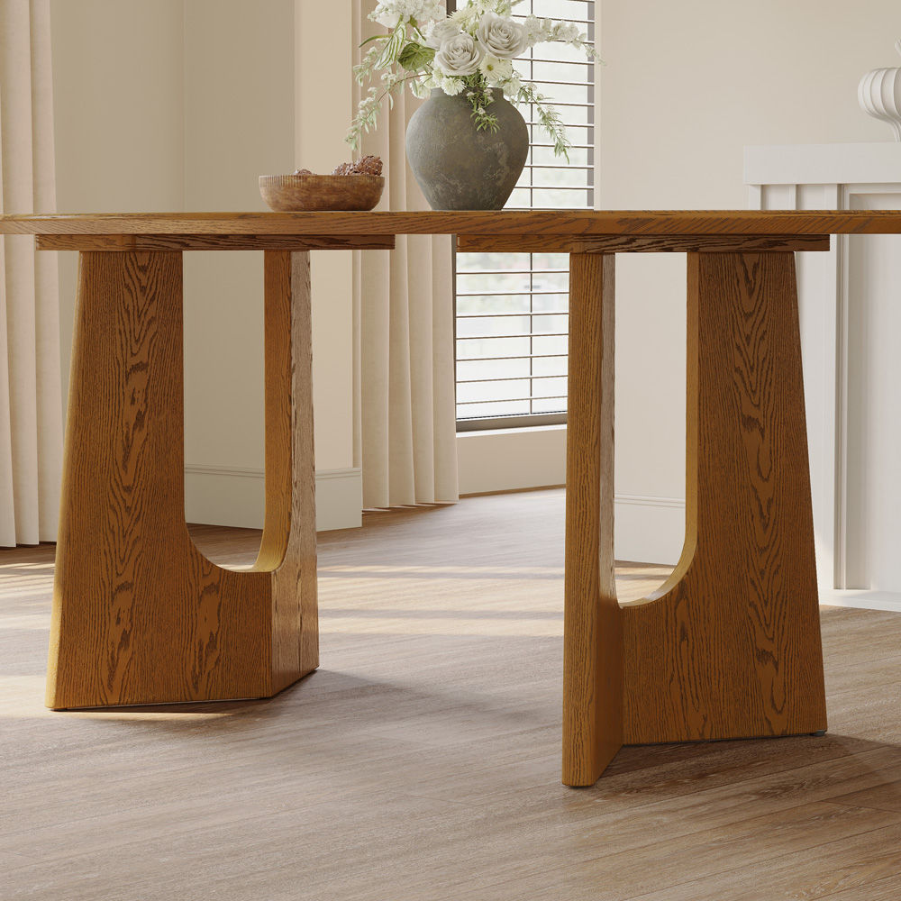 Oval Walnut Color Engineered Wood Dining Tables