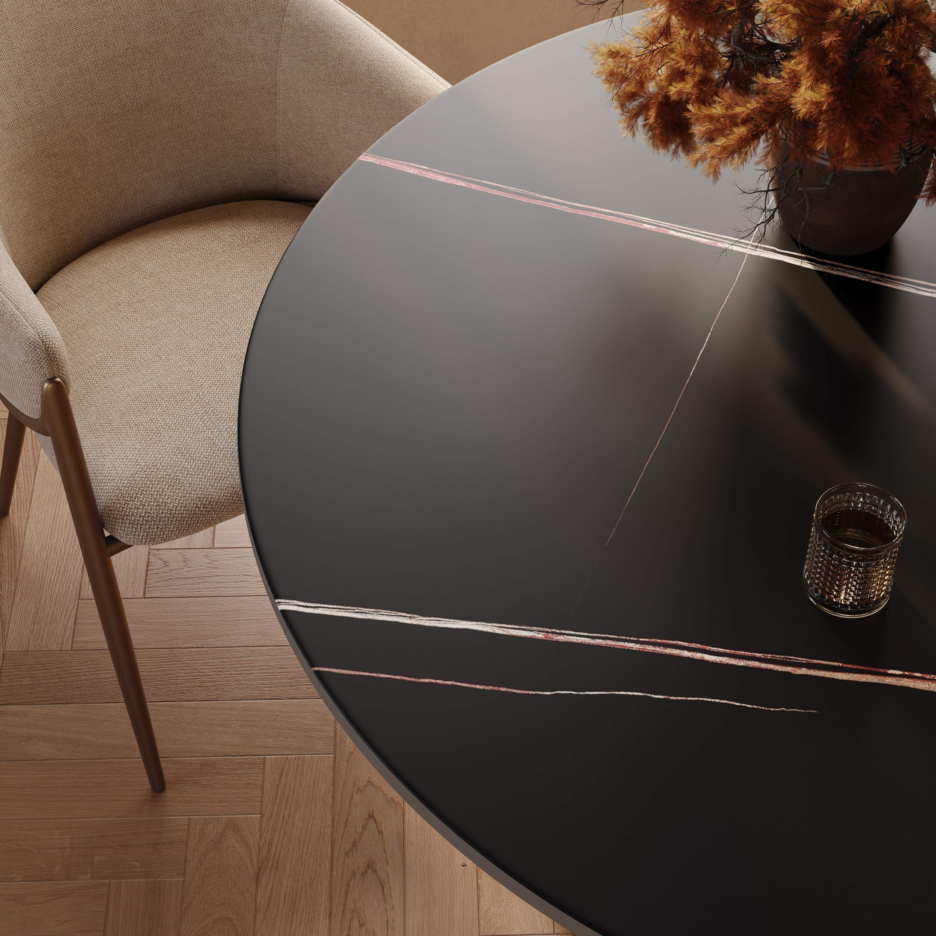 Seats 4 Black Matte Sintered Stone Dining Tables