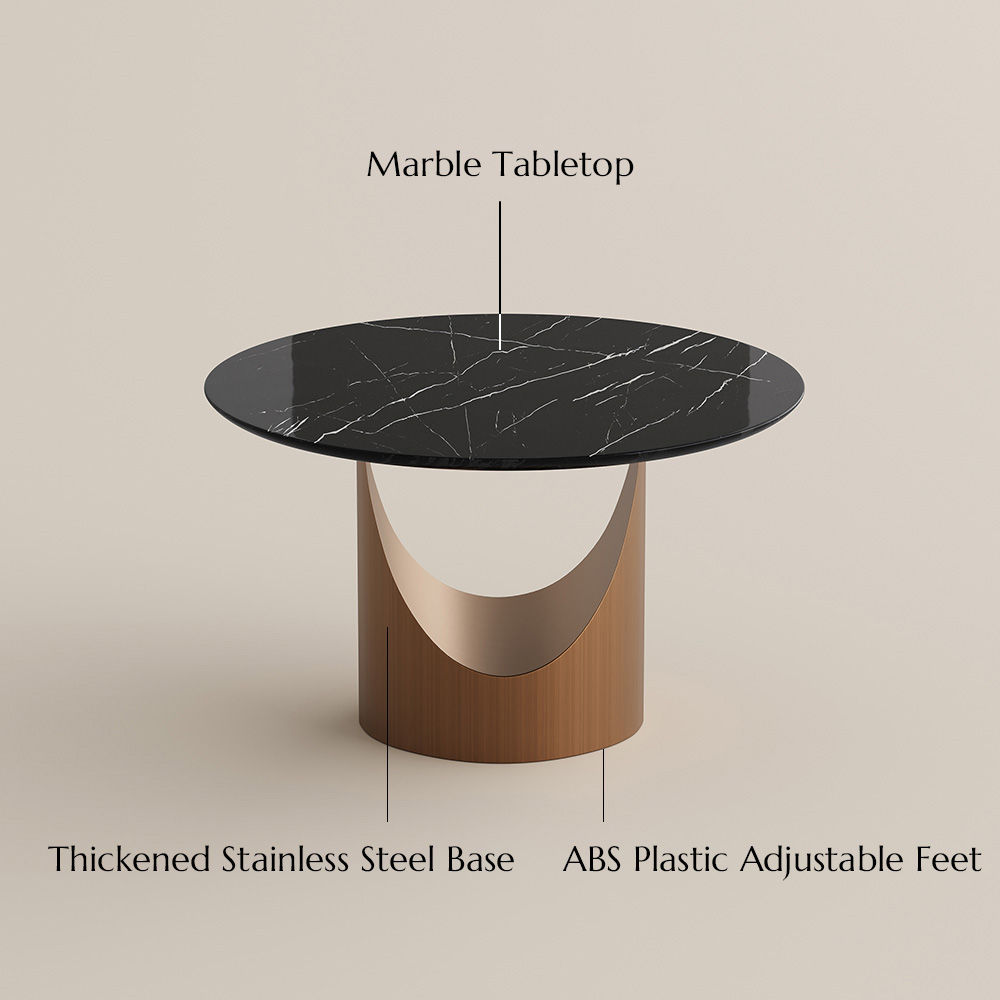 without Lazy Susan Black Natural Marble Dining Tables