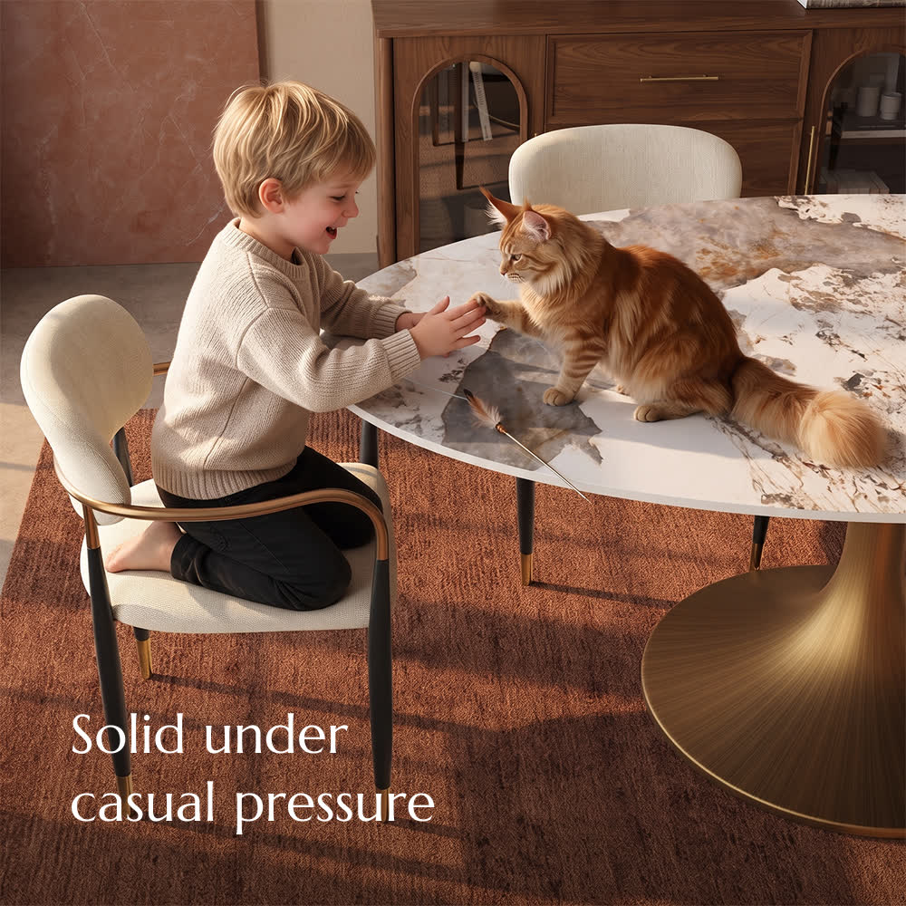Golden Pandora Glossy Sintered Stone Dining Tables